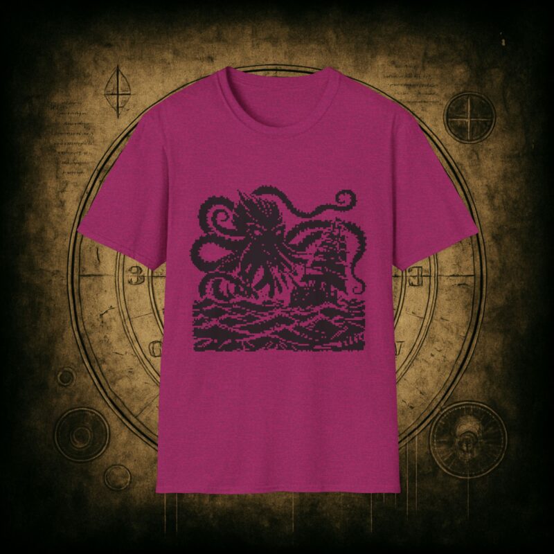 Woodcut Kraken Unisex T-shirt - Image 38