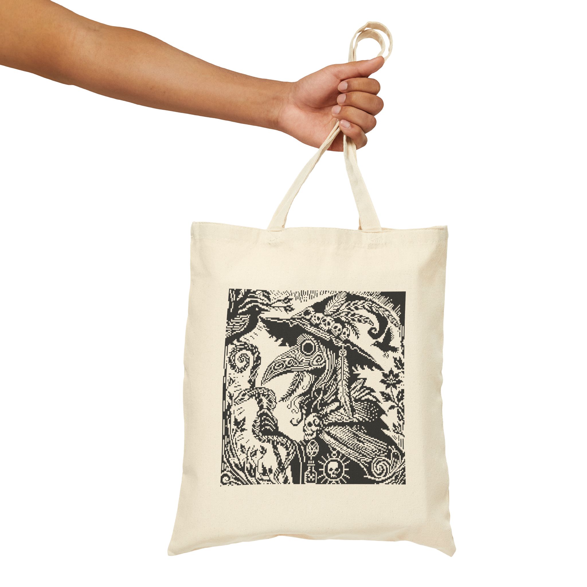 Woodcut Plague Doctor Witch Tote Bag - Image 5
