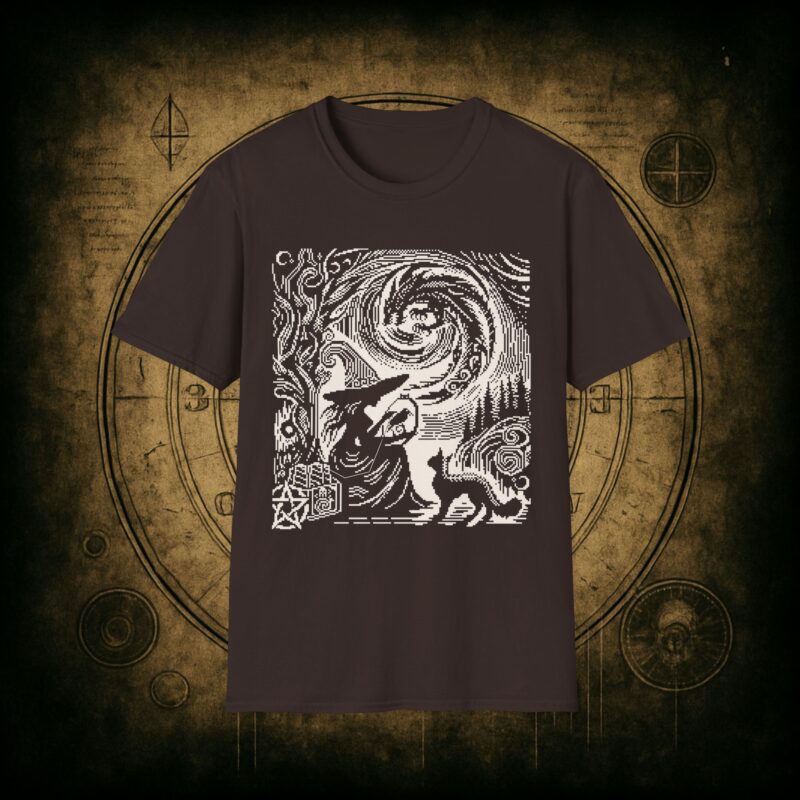 Woodcut Stitch Witch Unisex T-Shirt - Image 33