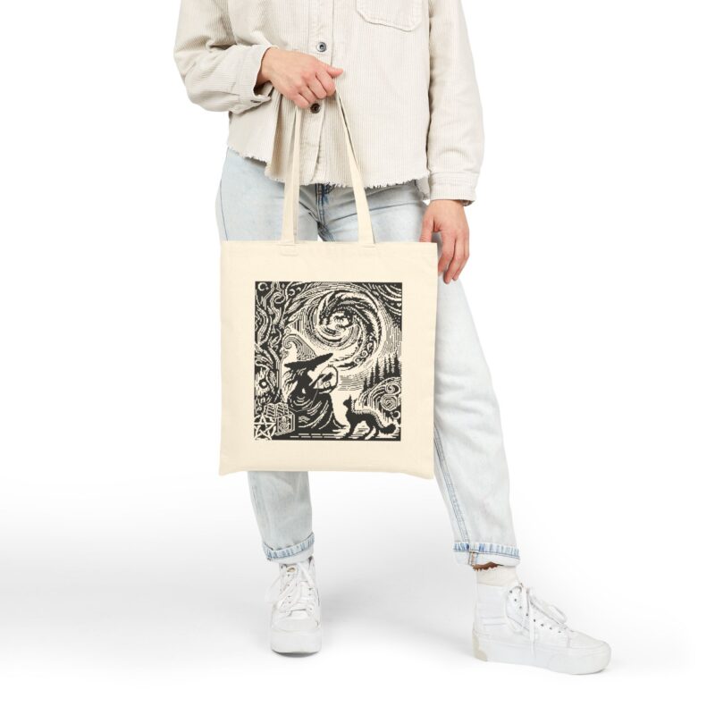 Woodcut Stitch Witch Tote Bag - Image 10