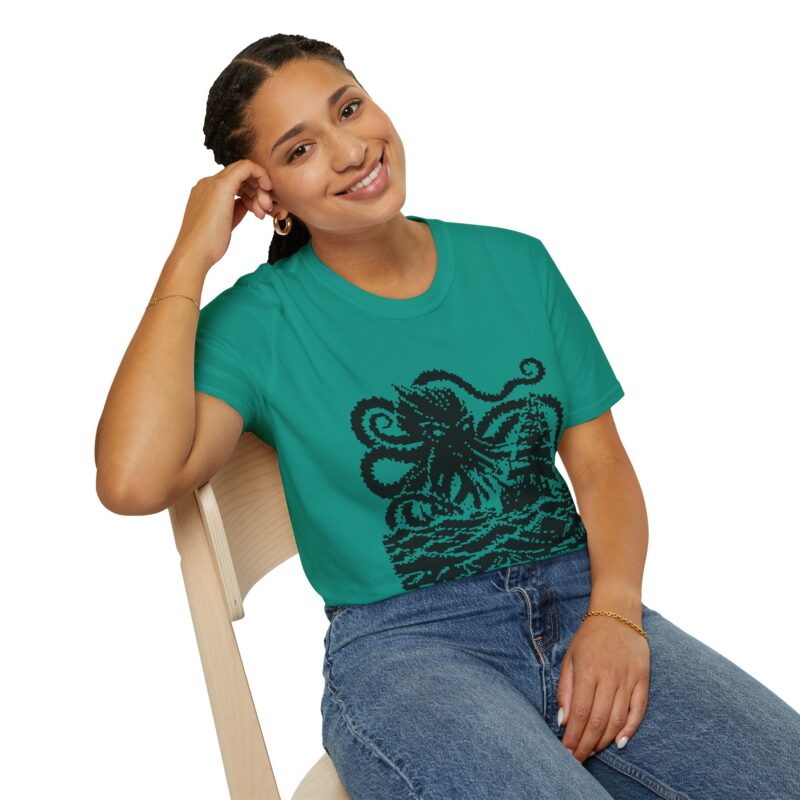Woodcut Kraken Unisex T-shirt - Image 46
