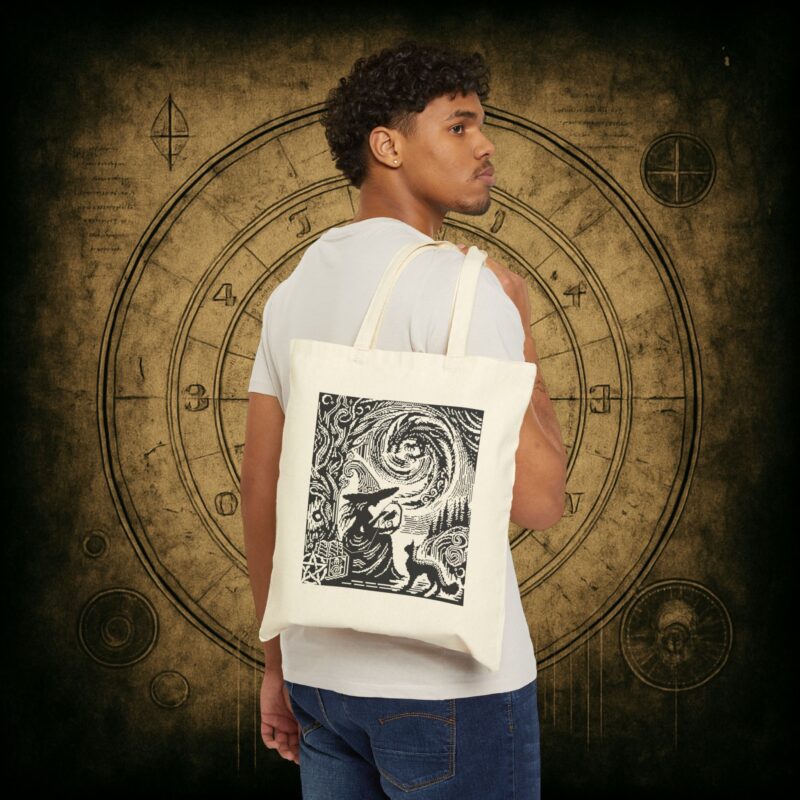 Woodcut Stitch Witch Tote Bag - Image 8