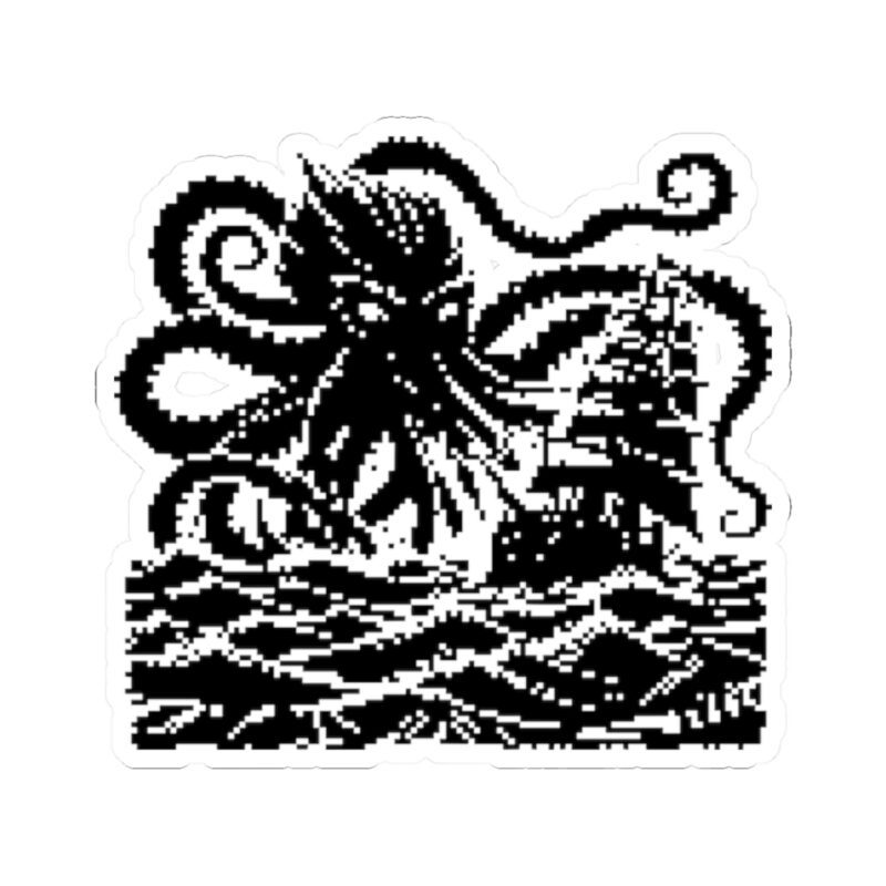 Woodcut Kraken Kiss-Cut Sticker - Image 7