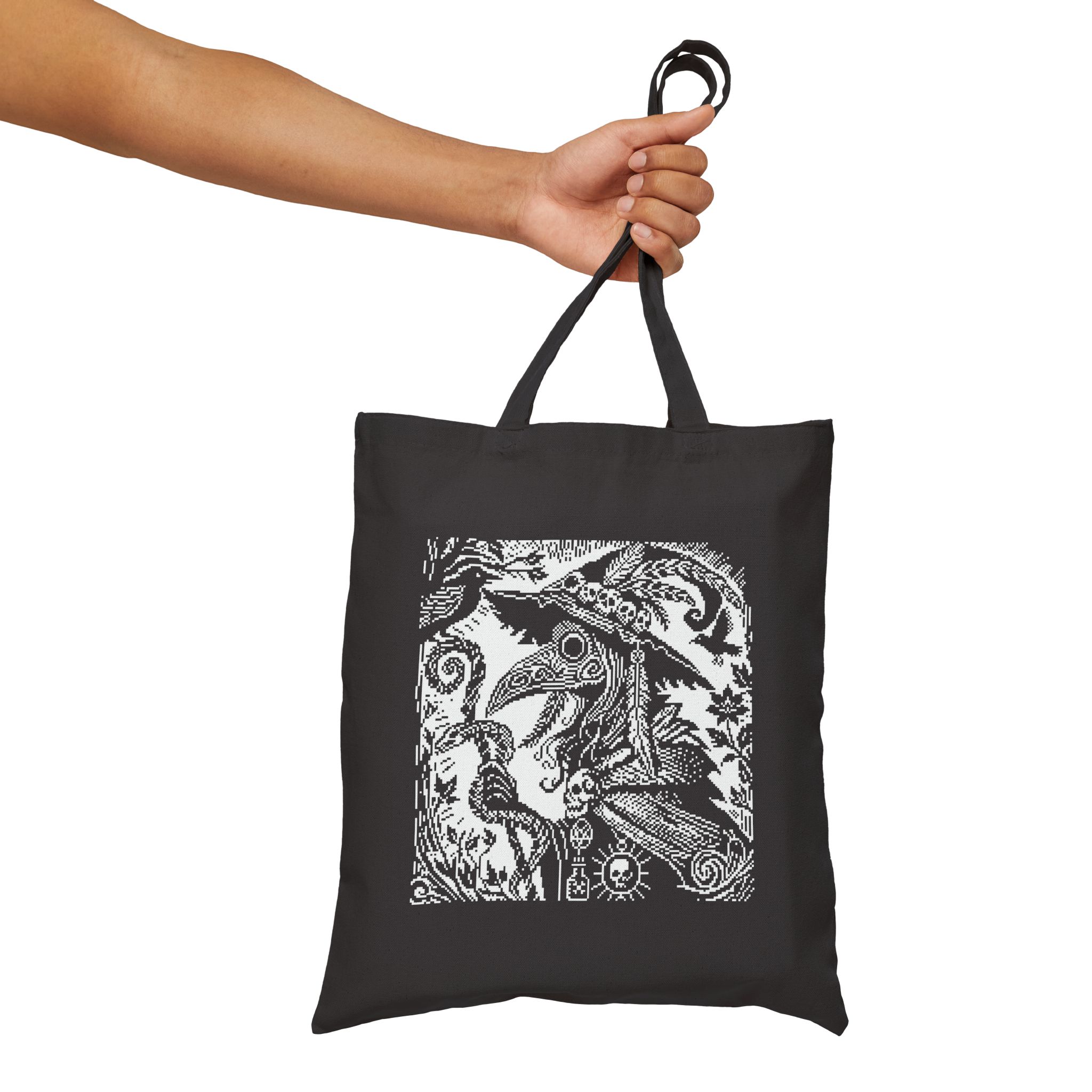 Woodcut Plague Doctor Witch Tote Bag - Image 12