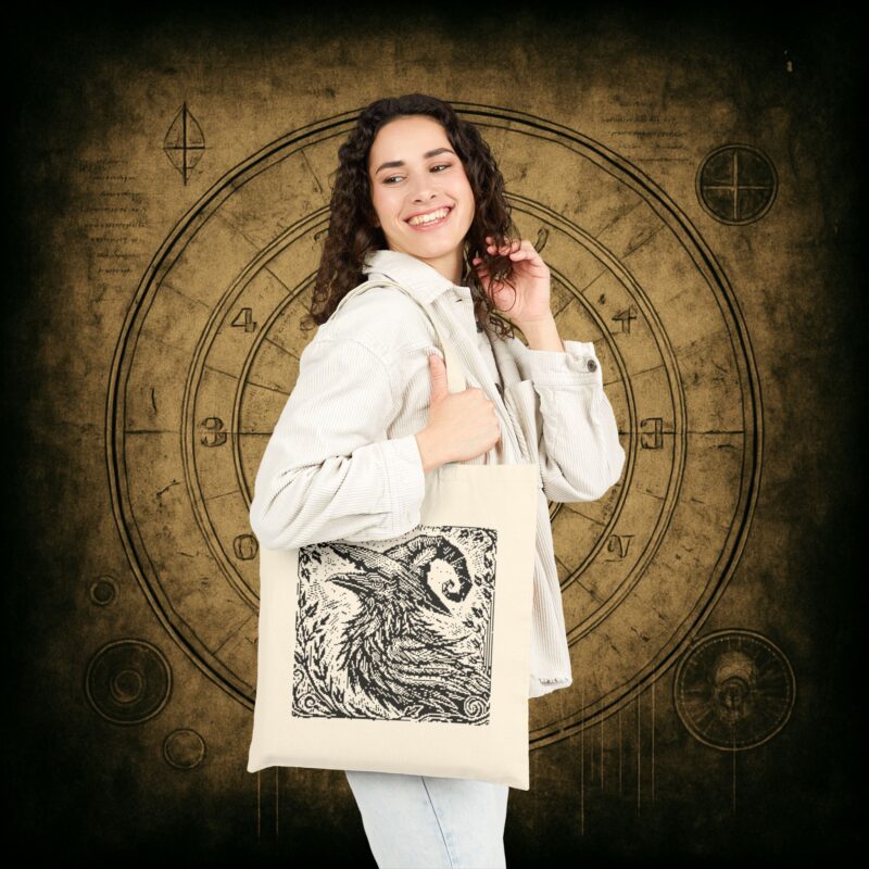 Woodcut Raven Tote Bag - Image 9