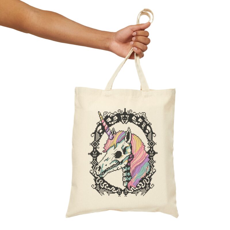 Pastel Goth Skeleton Unicorn Tote Bag - Image 5