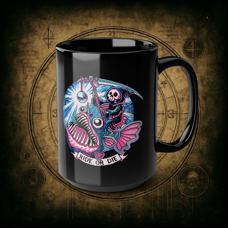 Ride or Die Angler Fish Ceramic Mug - Image 10