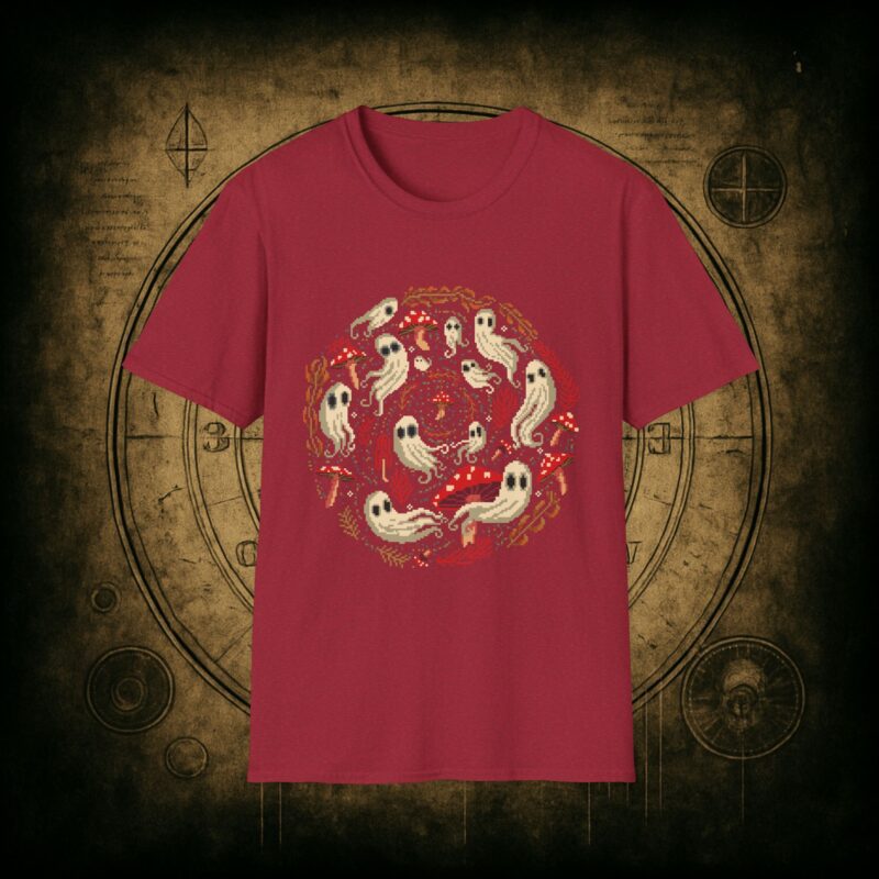 Spiral Mushrooms & Ghosts Unisex T-Shirt - Image 73