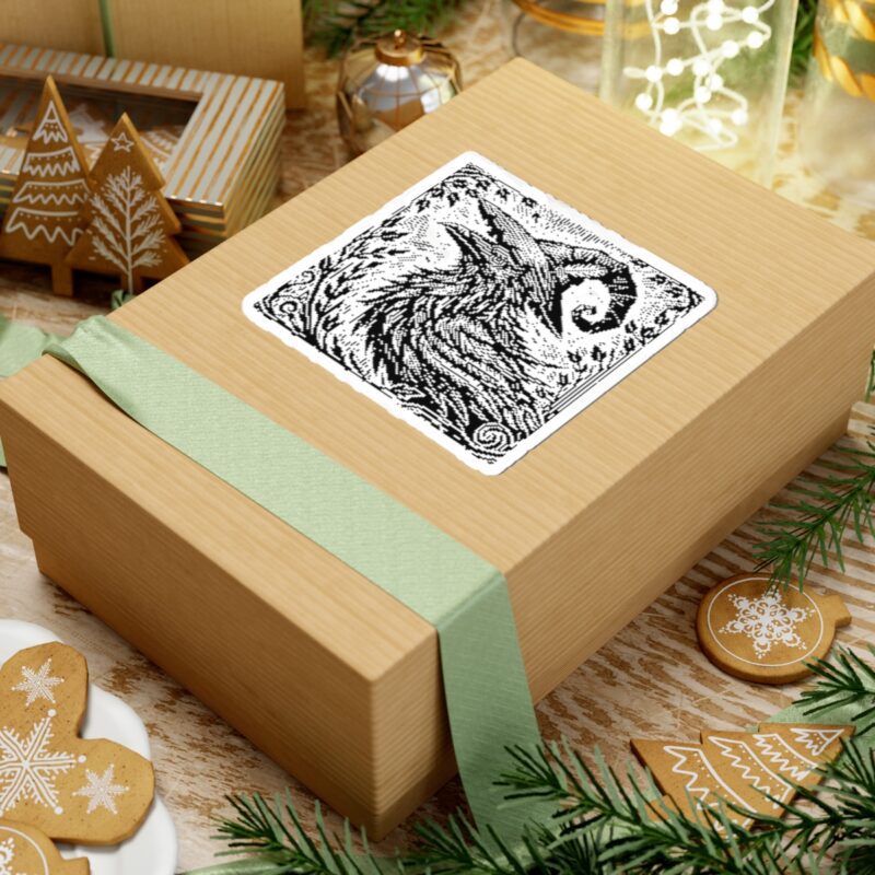Woodcut Raven Kiss-Cut Sticker - Image 3