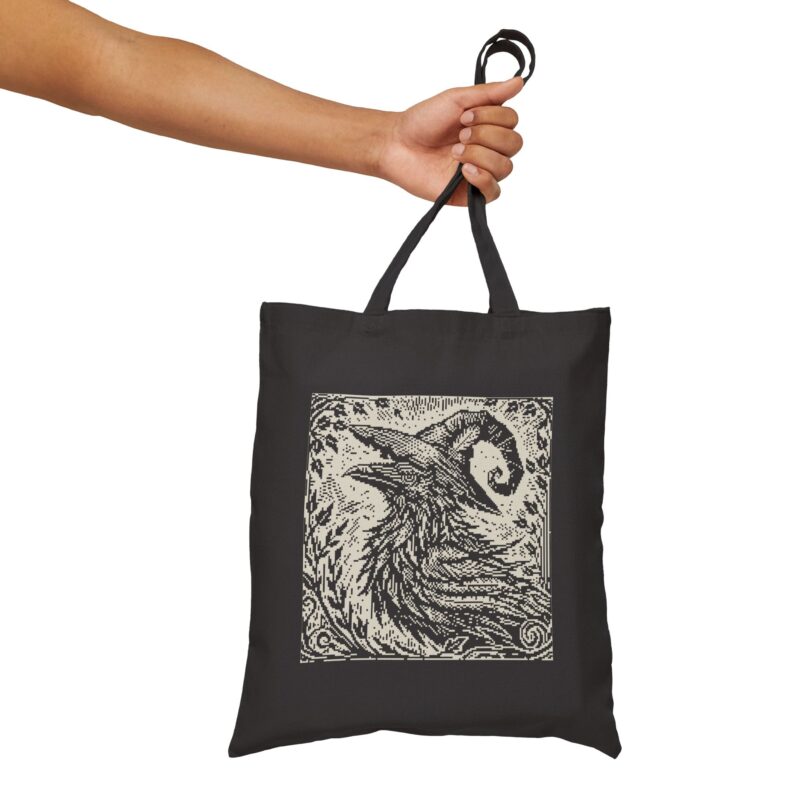 Woodcut Raven Tote Bag - Image 5