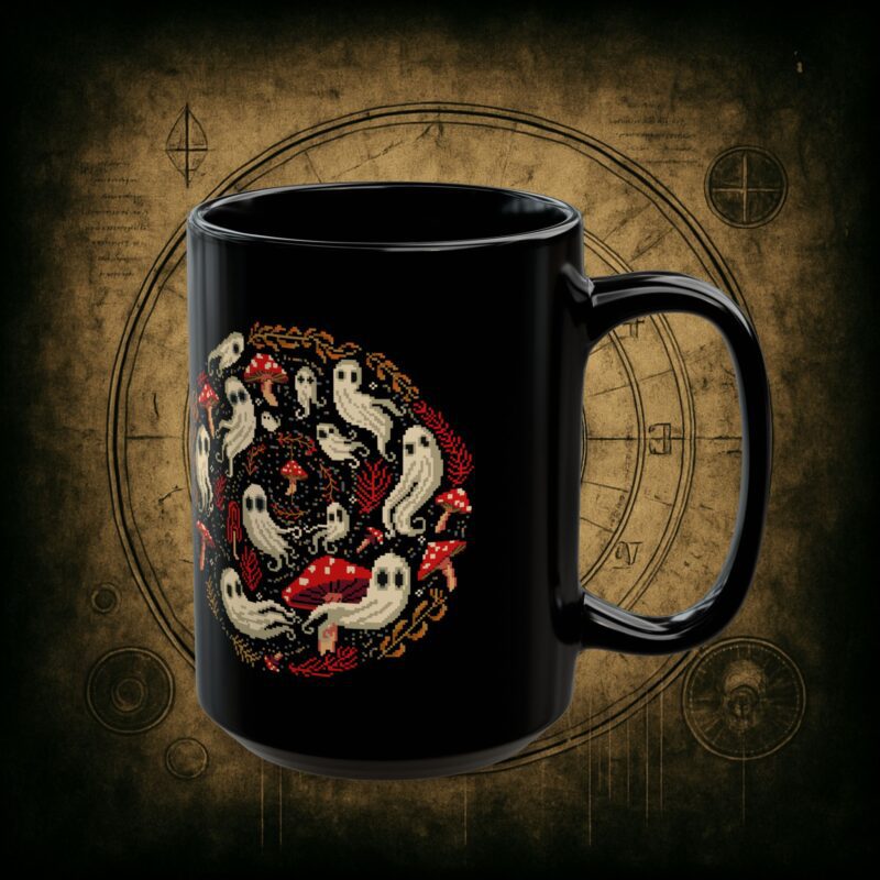 Spiral Mushrooms & Ghosts Ceramic Mug - Image 7