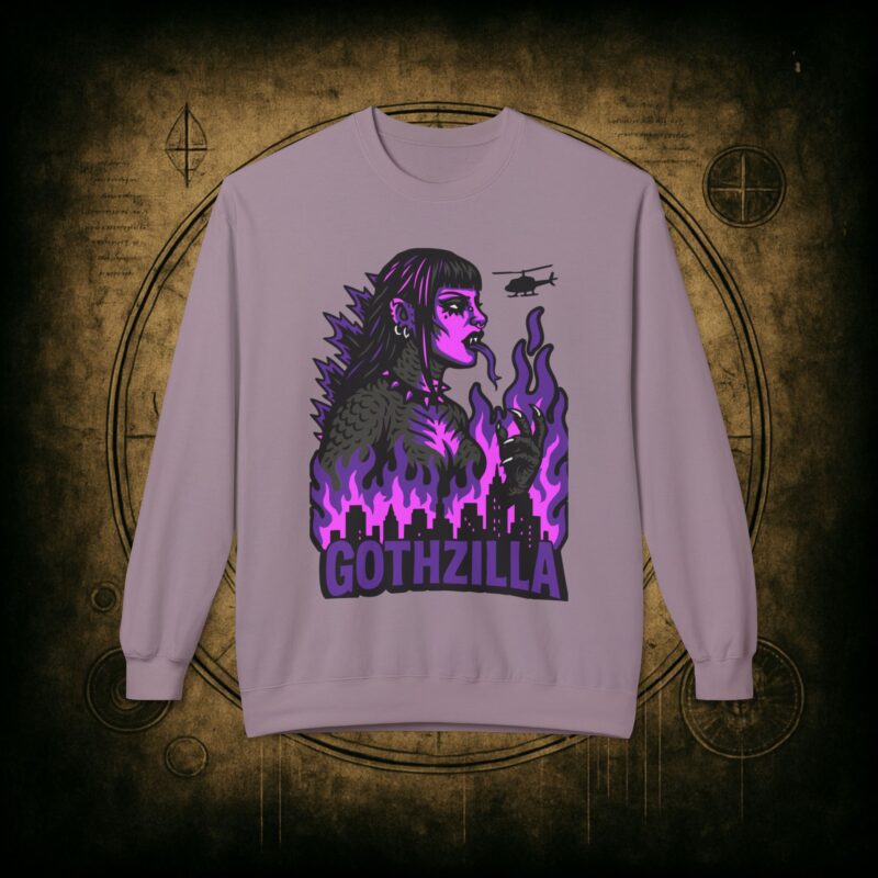 Gothzilla (Purple) Unisex Sweatshirt - Image 37