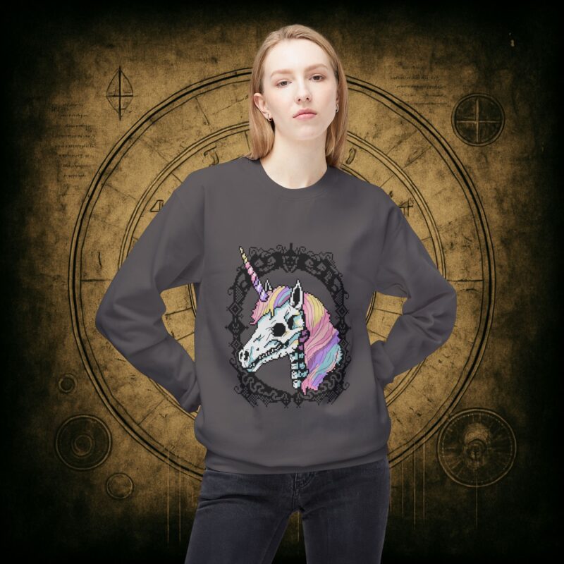 Pastel Goth Skeleton Unicorn Unisex Sweatshirt - Image 2