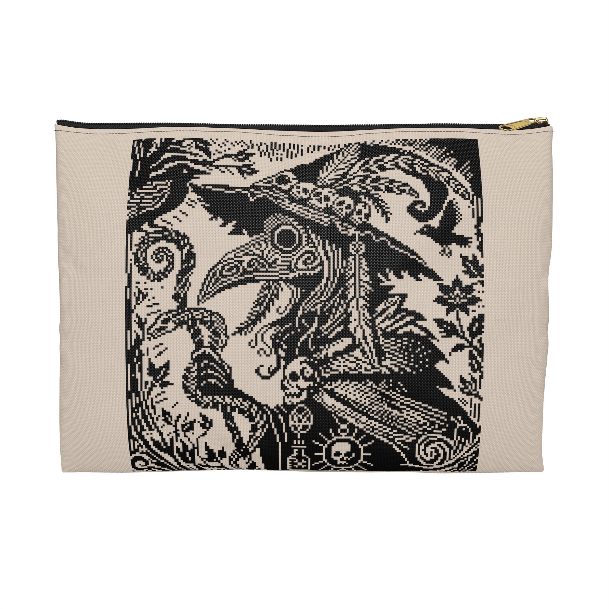 Woodcut Plague Doctor Witch Project Bag