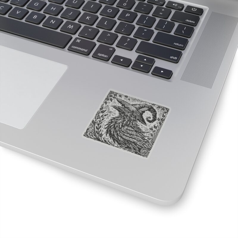 Woodcut Raven Kiss-Cut Sticker - Image 5