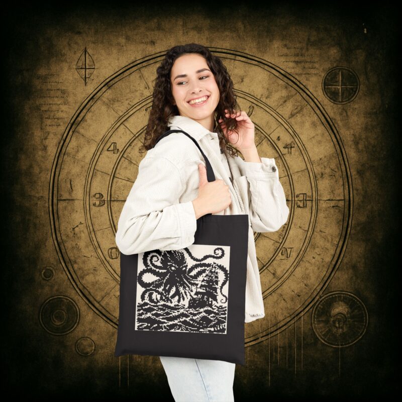 Woodcut Kraken Tote Bag - Image 3