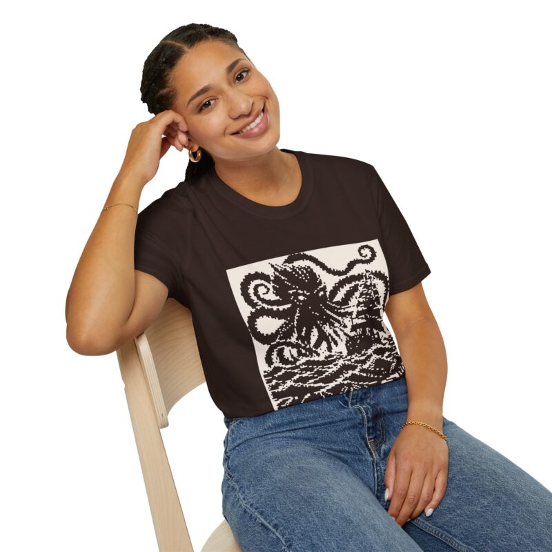 Woodcut Kraken Unisex T-shirt - Image 36