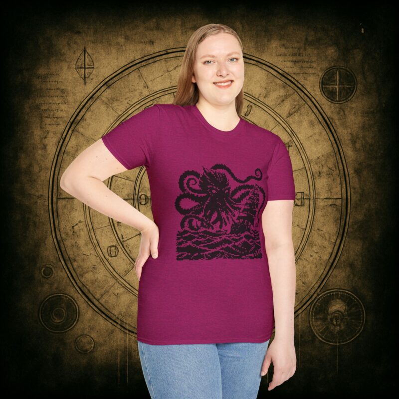 Woodcut Kraken Unisex T-shirt - Image 40