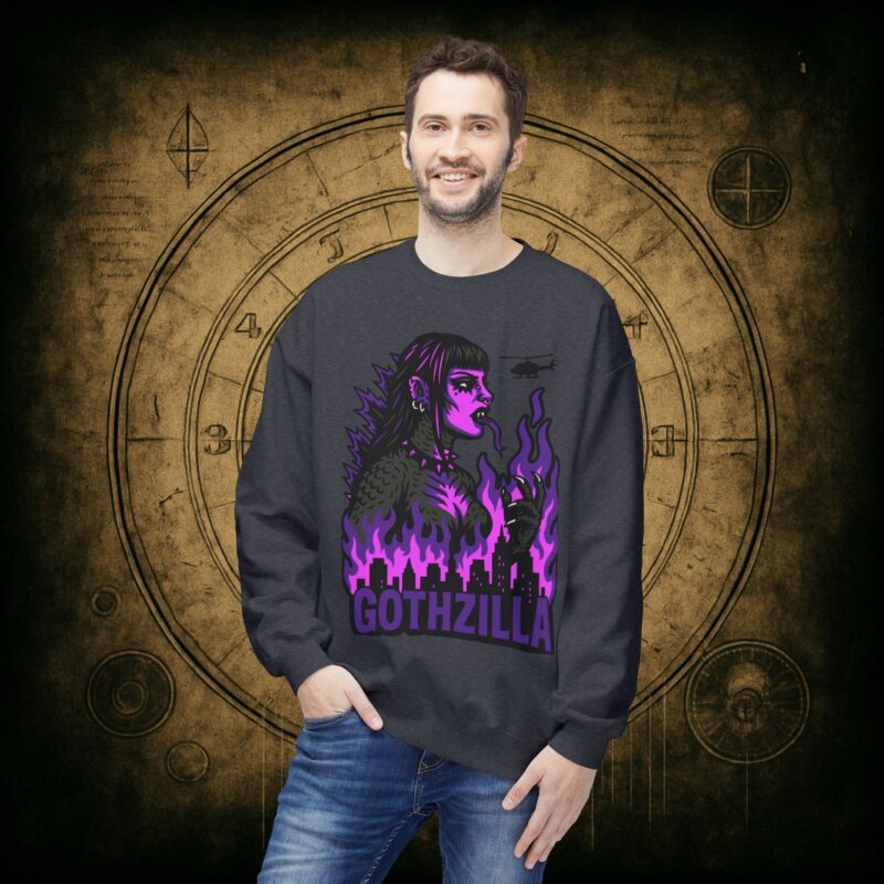 Gothzilla (Purple) Unisex Sweatshirt - Image 21
