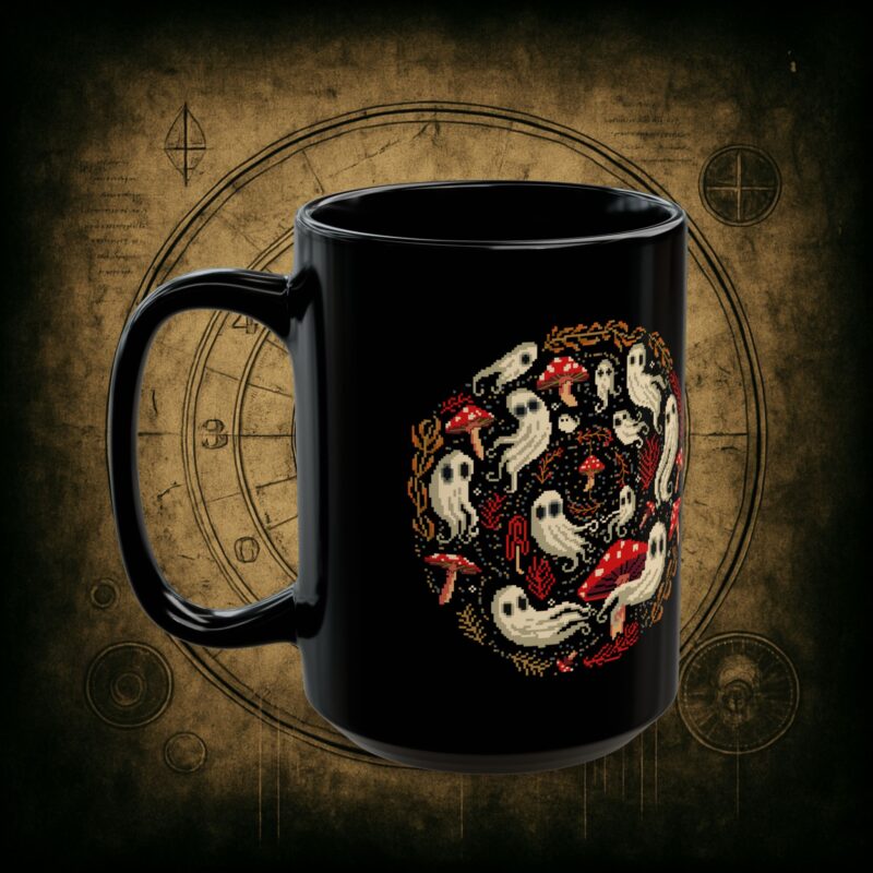 Spiral Mushrooms & Ghosts Ceramic Mug - Image 8