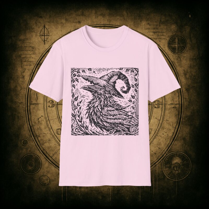 Woodcut Raven Unisex T-shirt - Image 63