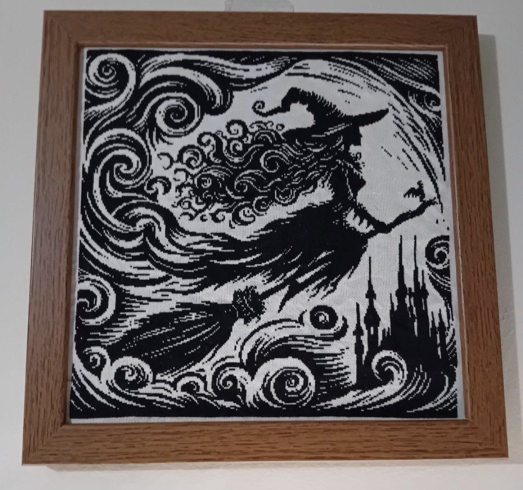 The Flight of a Witch Woodcut