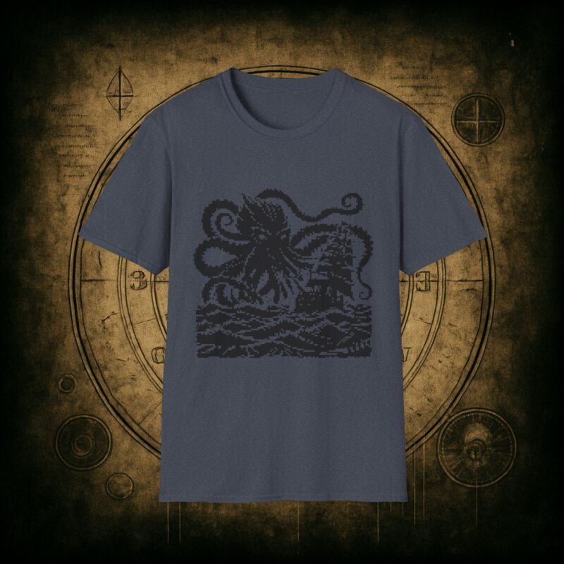 Woodcut Kraken Unisex T-shirt - Image 53