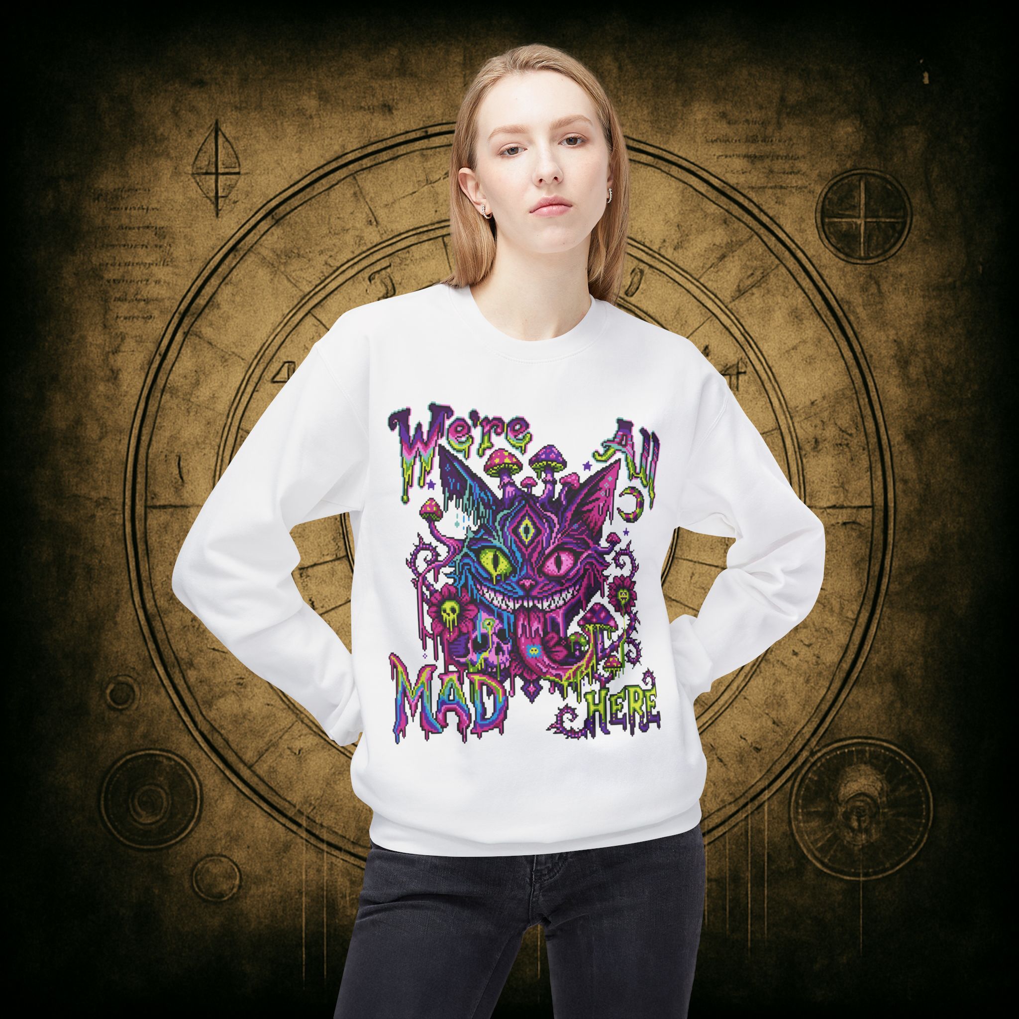 We’re All Mad Here Cheshire Cat Unisex Sweatshirt - Image 10