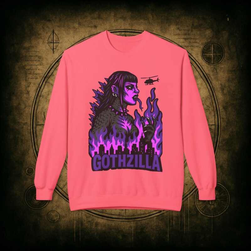 Gothzilla (Purple) Unisex Sweatshirt - Image 40