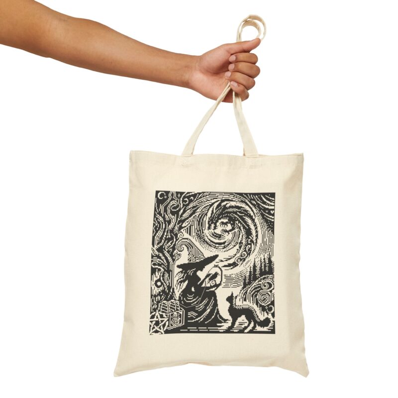 Woodcut Stitch Witch Tote Bag - Image 11