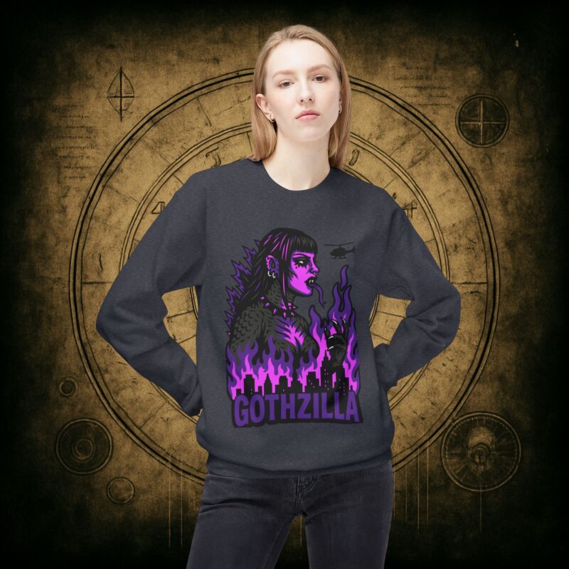 Gothzilla (Purple) Unisex Sweatshirt - Image 20
