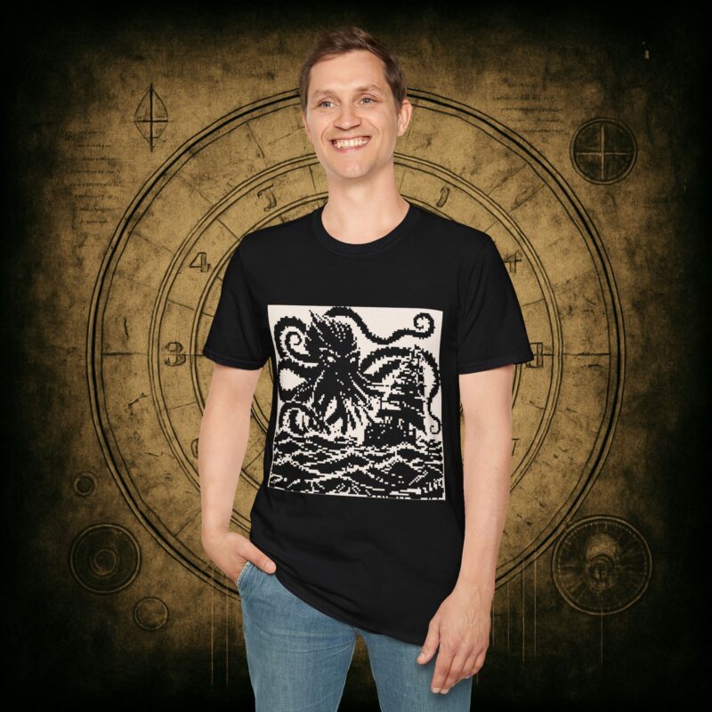 Woodcut Kraken Unisex T-shirt - Image 13