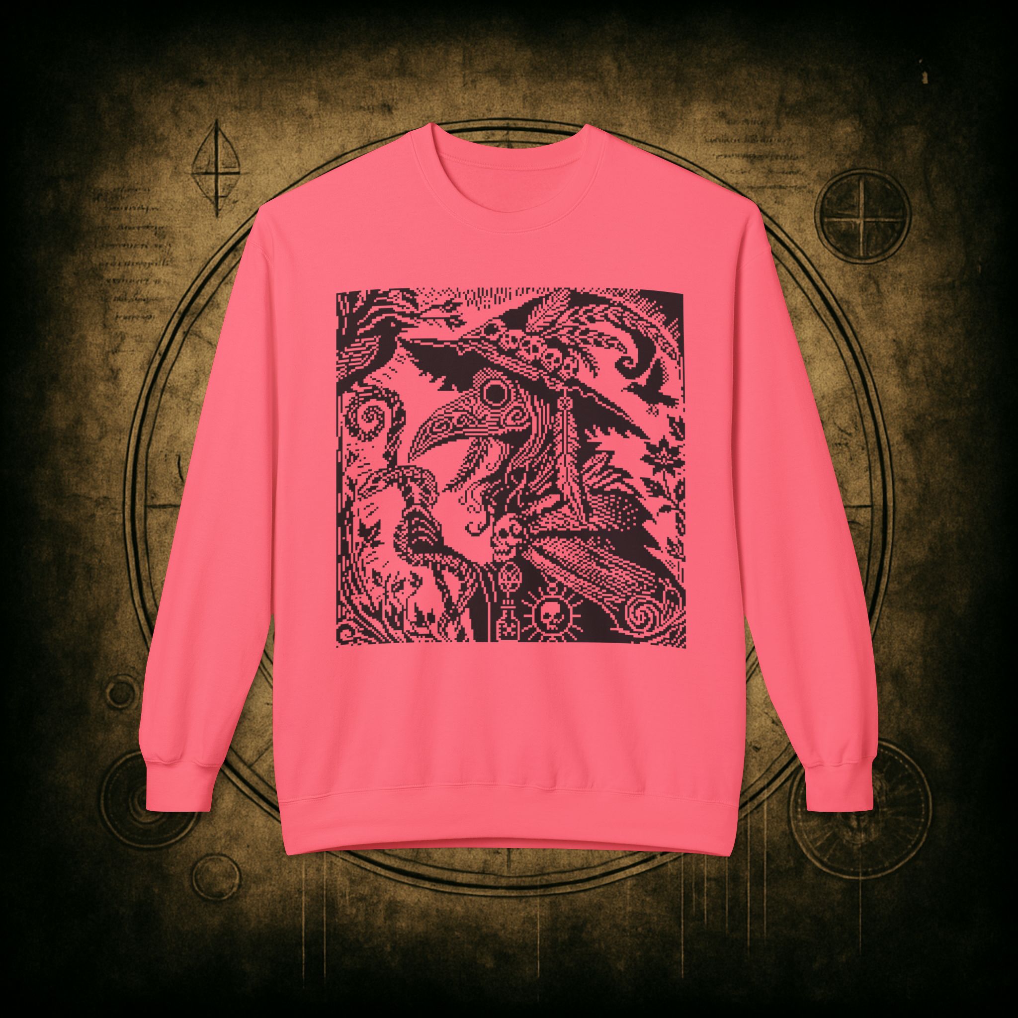 Woodcut Plague Doctor Witch Sweatshirt - Image 53