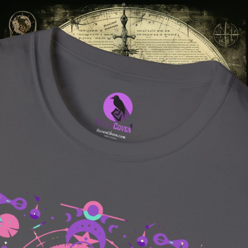 Neon Tribal Raven Unisex T-Shirt - Image 18