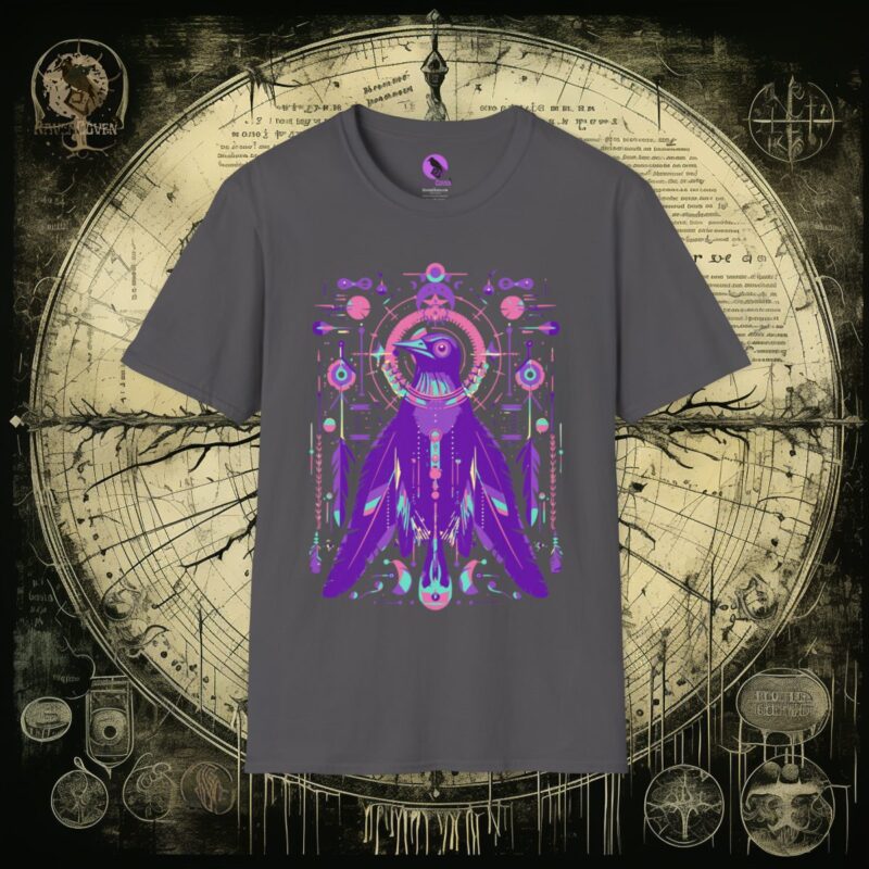 Neon Tribal Raven Unisex T-Shirt - Image 16