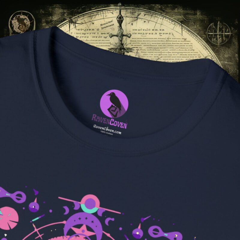 Neon Tribal Raven Unisex T-Shirt - Image 21