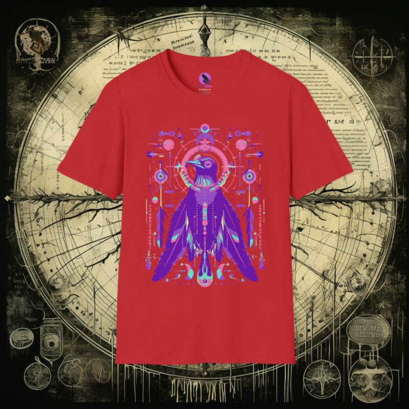 Neon Tribal Raven Unisex T-Shirt - Image 25