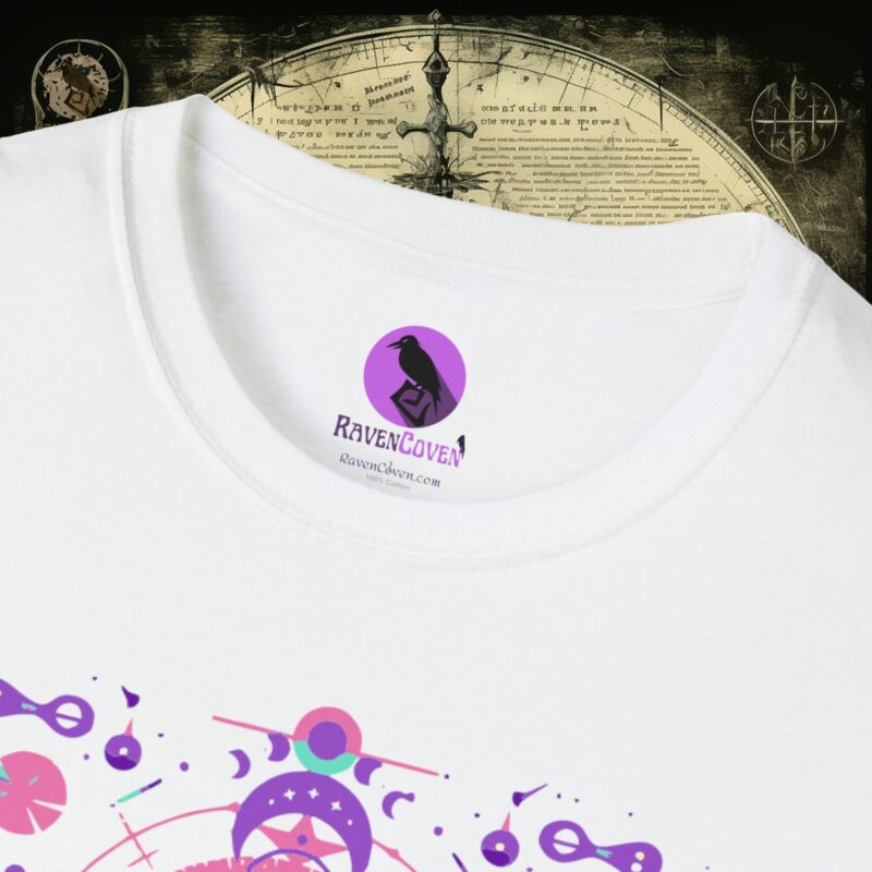 Neon Tribal Raven Unisex T-Shirt - Image 6