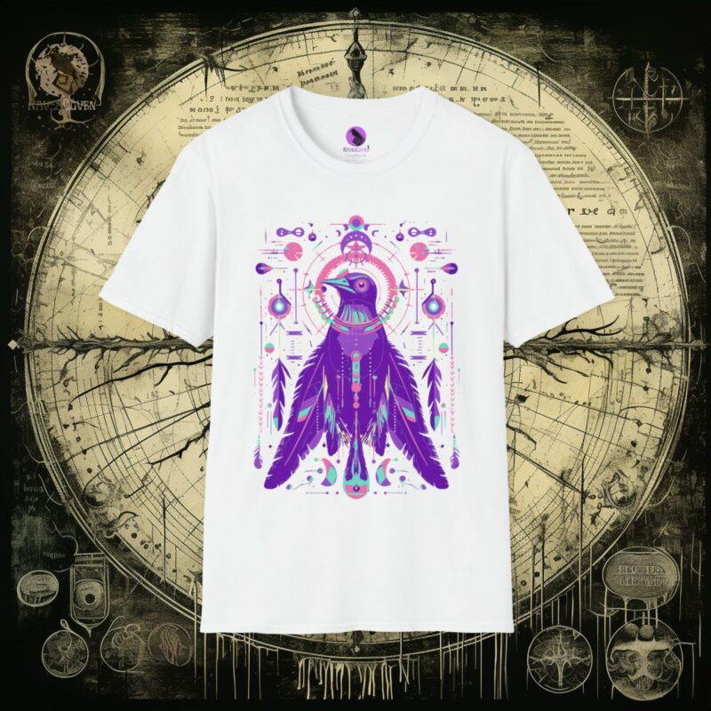 Neon Tribal Raven Unisex T-Shirt - Image 4