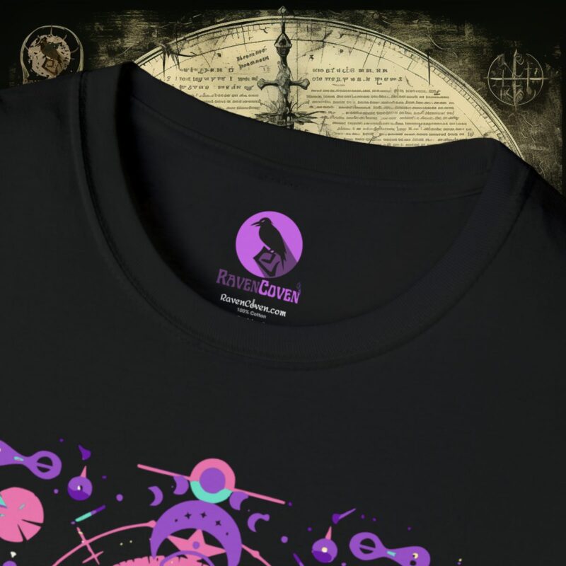 Neon Tribal Raven Unisex T-Shirt - Image 3