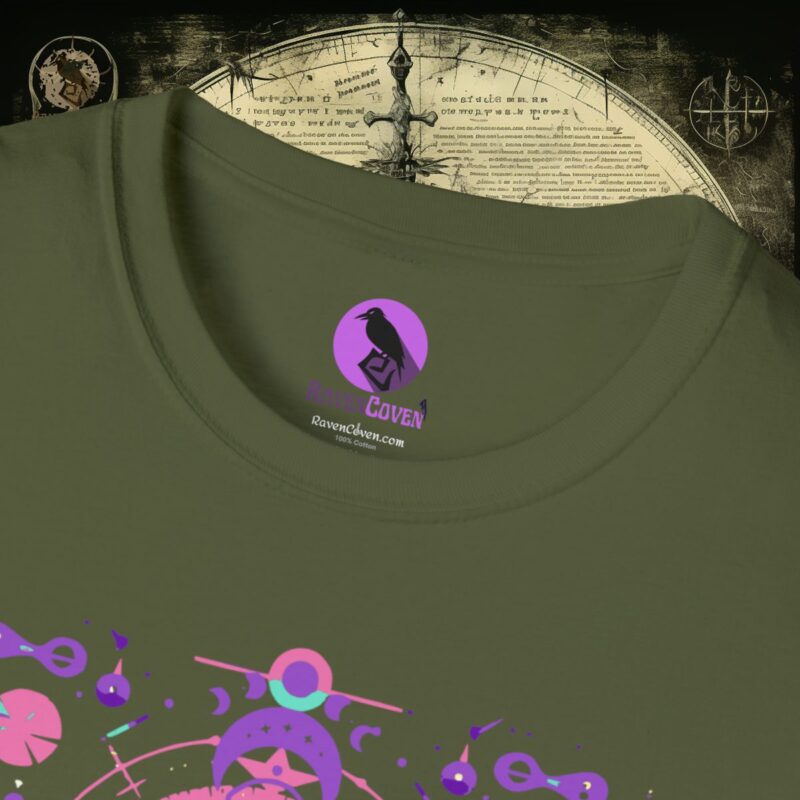 Neon Tribal Raven Unisex T-Shirt - Image 12