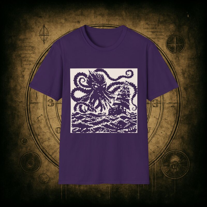 Woodcut Kraken Unisex T-shirt - Image 58