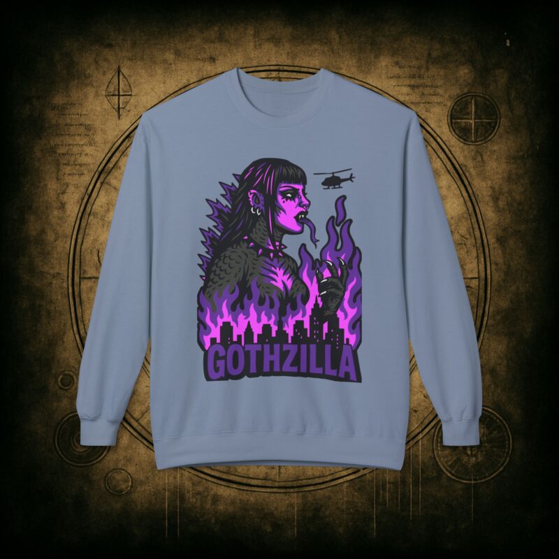 Gothzilla (Purple) Unisex Sweatshirt - Image 25