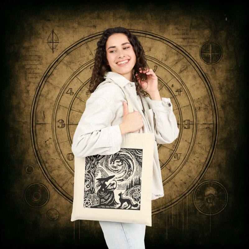 Woodcut Stitch Witch Tote Bag - Image 9