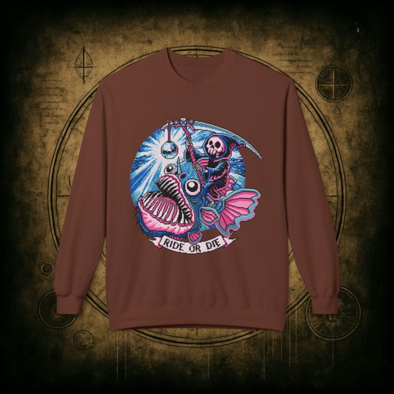 Ride or Die Angler Fish Unisex Sweatshirt - Image 10