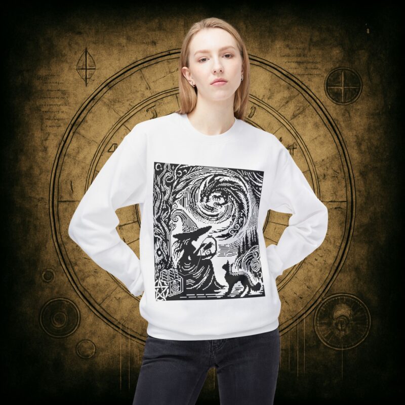 Woodcut Stitch Witch Unisex Sweatshirt - Image 8