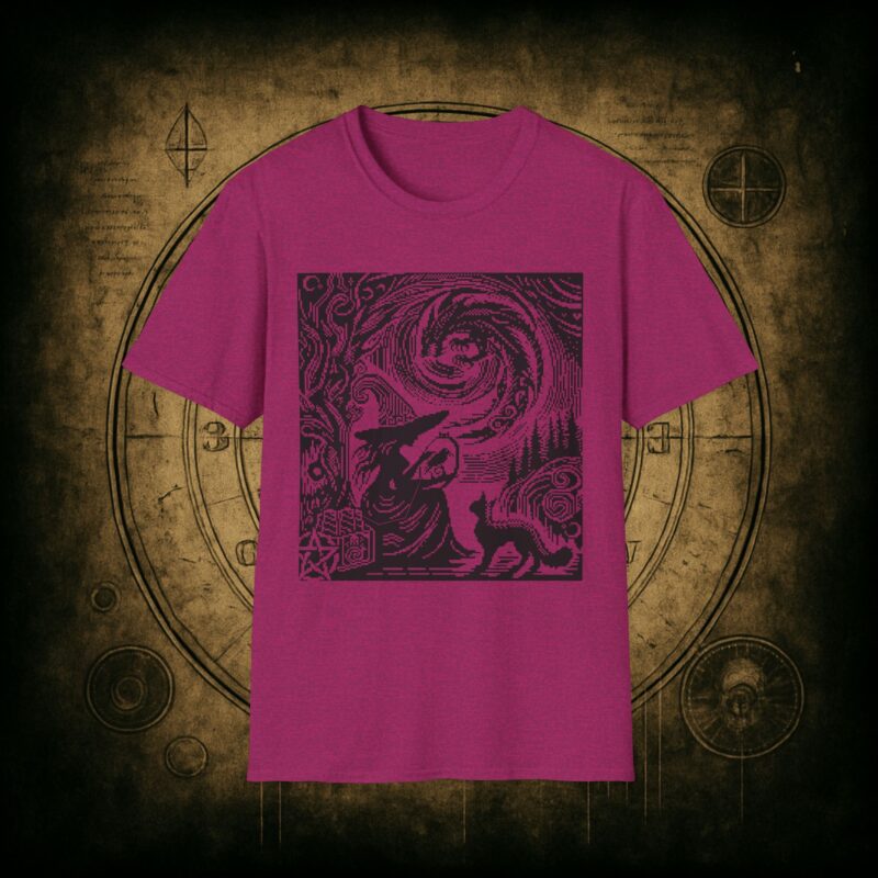 Woodcut Stitch Witch Unisex T-Shirt - Image 38