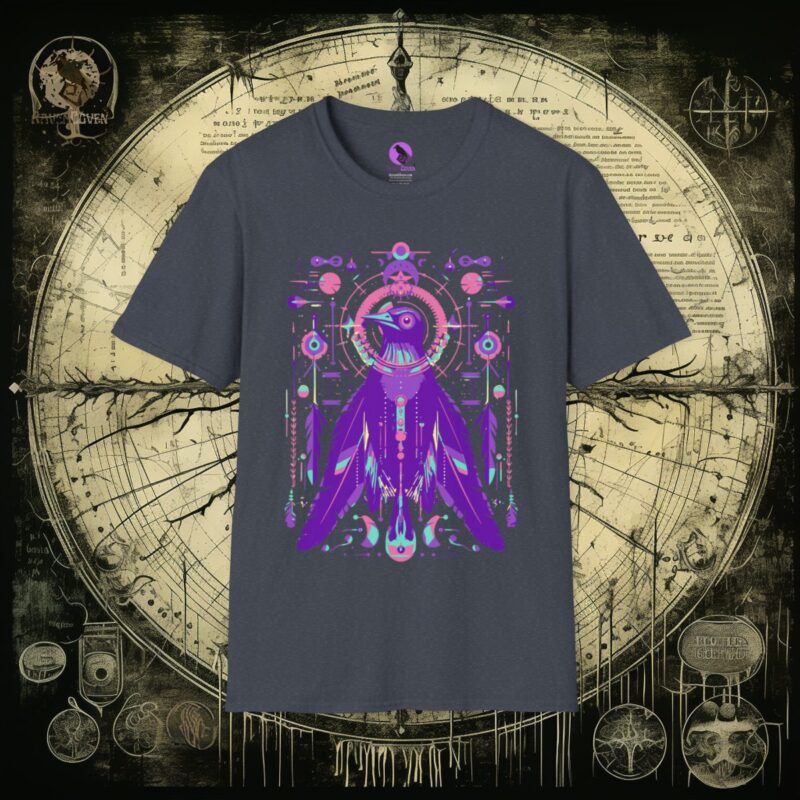 Neon Tribal Raven Unisex T-Shirt - Image 22