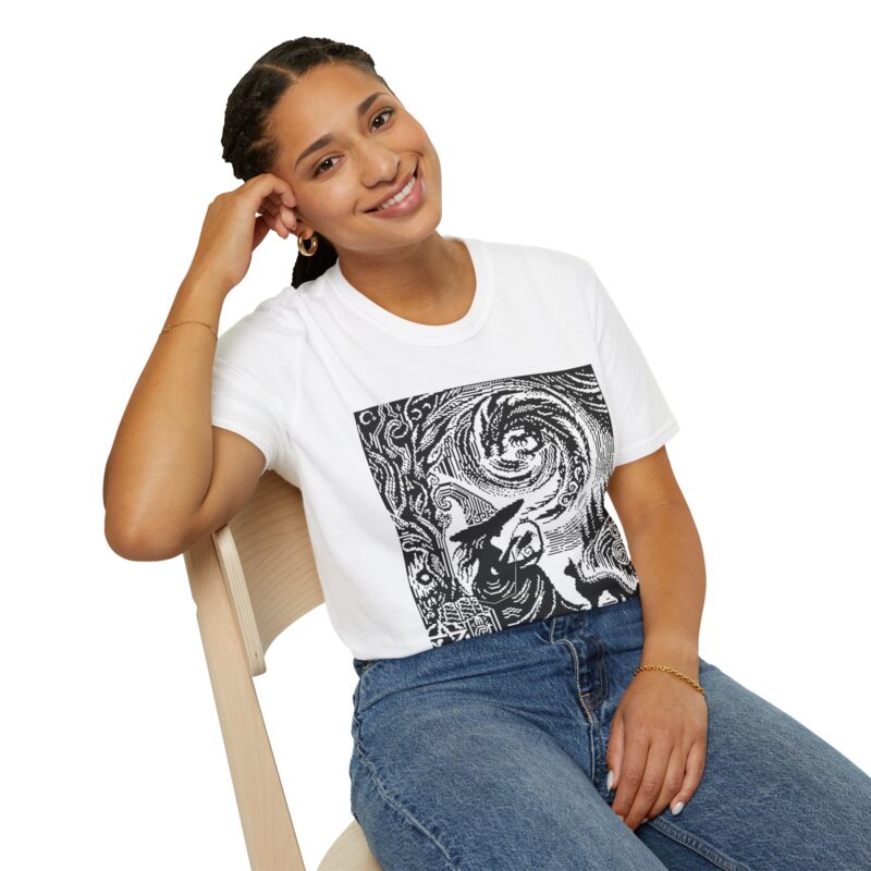 Woodcut Stitch Witch Unisex T-Shirt - Image 20