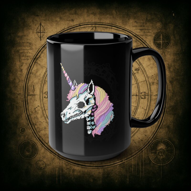 Pastel Goth Skeleton Unicorn Ceramic Mug - Image 10